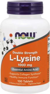 NOW FOODS L-Lysine (Lizyna) 1000mg - 100 tabletek wegańskich