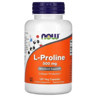 NOW FOODS L-Proline 500mg (L-Prolina) 120 Kapsułek wegetariańskich