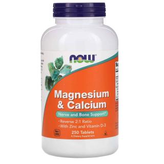 NOW FOODS Magnesium  Calcium with Zinc and Vitamin D3 (Nerwy, Mięśnie, Kości) 250 Tabletek