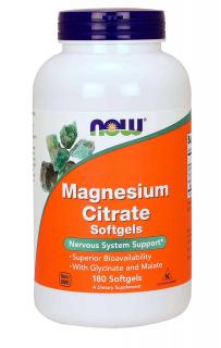 NOW FOODS Magnesium Citrate (Cytrynian magnezu) - 180 kapsułek żelowych