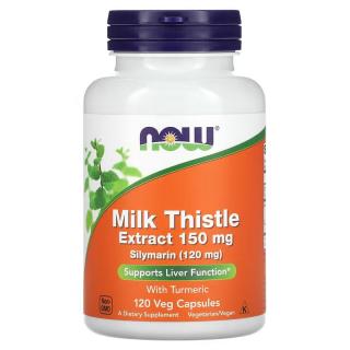 NOW FOODS Milk Thistle Extract 150mg (Sylimaryna, Ostropest  + Turmeric) 120 Kapsułek wegetariańskich