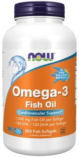NOW FOODS Omega-3 Molecularly Distilled (Fish Softgels) (200 kaps.)