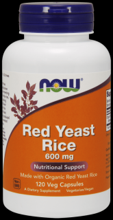 NOW FOODS Organic Red Yeast Rice (Drożdże Czerwonego Ryżu) 600mg - 120 kapsułek wegetariańskich