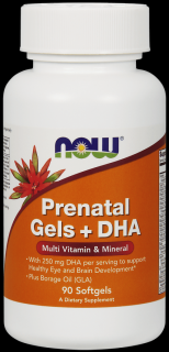 NOW FOODS Prenatal Gels + DHA (Witaminy i Minerały dla Kobiet w Ciąży + DHA) 90 kapsułek żelowych