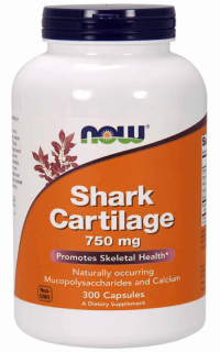 NOW FOODS Shark Cartilage - Chrząstka Rekina - 750mg (Ochrona Chrząstki Stawowej) 300 kapsułek