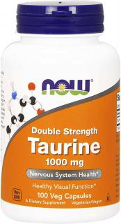 NOW FOODS Taurine 1000mg Double Strength (Tauryna, Funkcja wzrokowa) 100 Kapsułek wegetariańskich