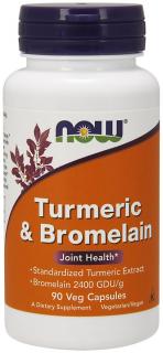 NOW FOODS Turmeric  Bromelain - Kurkuma 300 mg + Bromelaina 150 mg (90 kaps.)