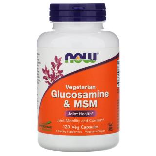 NOW FOODS Vegetarian Glucosamine  MSM (Wegetariańska Glukozamina i MSM) 120 Kapsułek wegetariańskich