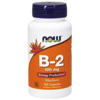 NOW FOODS Vitamin B2 100mg (Witamina B2, Ryboflawina) 100 Kapsułek