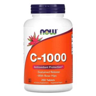 NOW FOODS Vitamin C-1000 Sustained Release (Witamina C o wolnym uwalnianiu) 250 Tabletek wegetariańskich