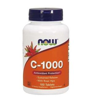 NOW FOODS Vitamin C-1000 with Rose Hips (Witamina C, Długo uwalniająca) 100 Tabletek