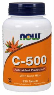NOW FOODS Vitamin C-500 (Witamina C z Dziką Różą) 250 tabletek