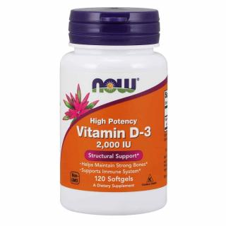 NOW FOODS Vitamin D3 (Witamina D3) 2000 IU 120 Kapsułek żelowych