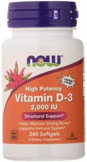 NOW FOODS Vitamin D3 (Witamina D3) 2000 IU 240 Kapsułek żelowych