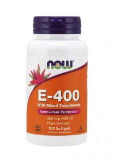 NOW FOODS Vitamin E-400 (Witamina E + Tokoferole) 100 kapsułek żelowych