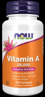 NOW FOODS Witamina A 25000 IU (250 kaps.)
