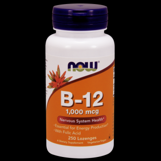NOW FOODS Witamina B12 1000 mcg i Kwas Foliowy 100 mcg do ssania (250 tabl.)