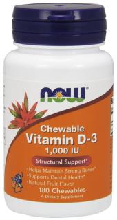 NOW FOODS Witamina D3 1000 IU do żucia (180 tabl.)