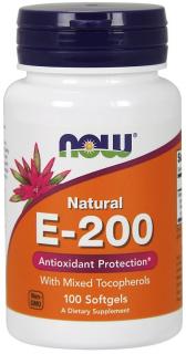 NOW FOODS Witamina E 200 z mieszanką tokoferoli (100 kaps.)