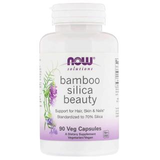 NOW SOLUTIONS Bamboo Silica Beauty (Wsparcie dla Włosów, Skóry i Paznokci) 90 Kapsułek wegetariańskich