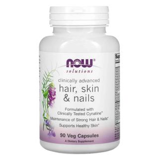 NOW SOLUTIONS Hair, Skin  Nails (Włosy, Skóra i Paznokcie) 90 Kapsułek wegetariańskich