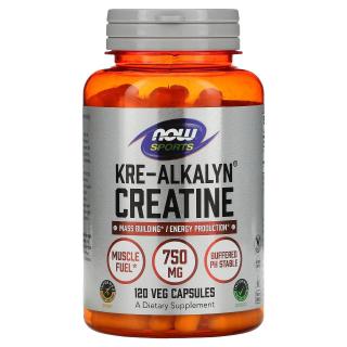 NOW SPORTS Kre-Alkalyn Creatine 750mg (Buforowany monohydrat kreatyny) 120 Kapsułek wegetariańskich