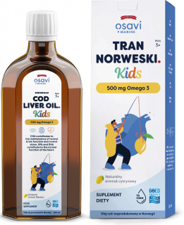 Osavi Tran Norweski Kids 500mg Omega 3 250ml o aromacie cytrynowym