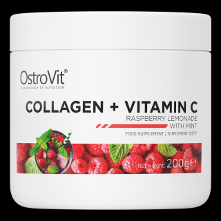 OSTROVIT Kolagen + Witamina C - smak lemoniady malinowej z miętą (200 g)