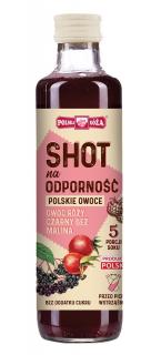 Polska róża shot na odporność owoc róży  czarny bez  malina bez dodatku cukrów 250 ml