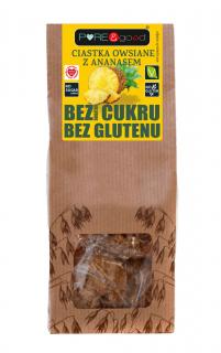 Puregood ciastka owsiane z ananasem bez dodatku cukrów bezglutenowe 150 g