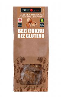 Puregood ciastka owsiane z orzechami laskowymi bez dodatku cukrów bezglutenowe 150 g