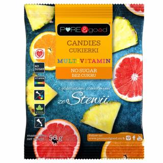 Puregood cukierki multivitamin ze stewią bez cukru 50 g