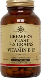 SOLGAR Brewer's Yeast with Vitamin B12 (Drożdże Piwne z Witaminą B12) - 250 tabletek wegetariańskich
