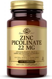SOLGAR Zinc Picolinate 22mg (Pikolinian Cynku) 100 Tabletek