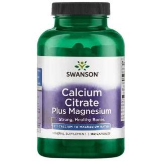 SWANSON Calcium Citrate Plus Magnesium (Kości, Mięśnie, Układ krwionośny) 150 Kapsułek