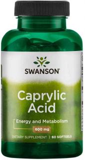 SWANSON Caprylic Acid (Kwas Kaprylowy) 600mg - 60 kapsułek żelowych