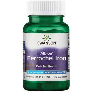 SWANSON Chelated Ferrochel Iron (Żelazo) 180 Kapsułek