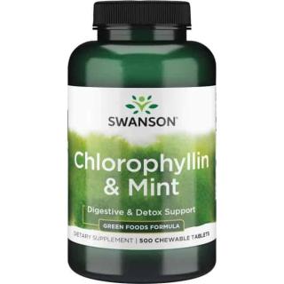 SWANSON Chlorophyllin  Mint (Antyoksydacja) 500 Tabletek do żucia