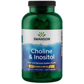 SWANSON Choline  Inositol (Cholina Inozytol, Wsparcie Pracy Mózgu) 250 Kapsułek