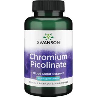 SWANSON Chromium Picolinate (Pikolinian Chromu), 200mcg - 200 kaps