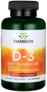SWANSON D3 with Coconut Oil (60 kaps.)