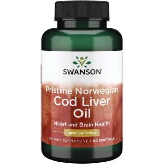 SWANSON EFAs Pristine Norwegian Cod Liver Oil (Olej z wątroby dorsza) 60 Kapsułek żelowych