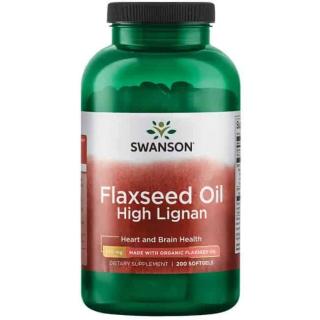 SWANSON Flaxseed Oil High Lignan (Omega-3, Układ krążenia) 200 Kapsułek żelowych
