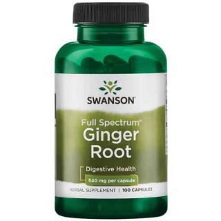 SWANSON Full Spectrum Ginger Root (Wsparcie pracy żołądka) 100 Kapsułek