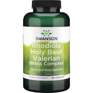 SWANSON Full Spectrum Rhodiola Holy Basil Valerian Stress Complex 180 Kapsułek