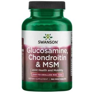 SWANSON Glucosamine, Chondroitin  MSM (Glukozamina, Chondroityna, MSM) 360 Mini Tabletek