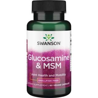 SWANSON Glucosamine  MSM (Glukozamina, Wsparcie stawów) 60 Kapsułek wegetariańskich