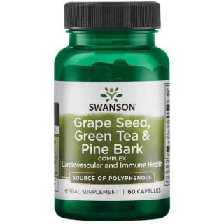 SWANSON Grape Seed, Green Tea  Pine Bark Complex (Antyoksydanty) 60 Kapsułek