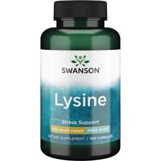 SWANSON L-Lysine 500mg Free-Form (Ochrona przed streem) 100 Kapsułek