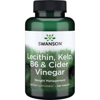 SWANSON Lecithin, Kelp, B6,  Cider Vinegar (Redukcja tkanki tłuszczowej) 240 Tabletek